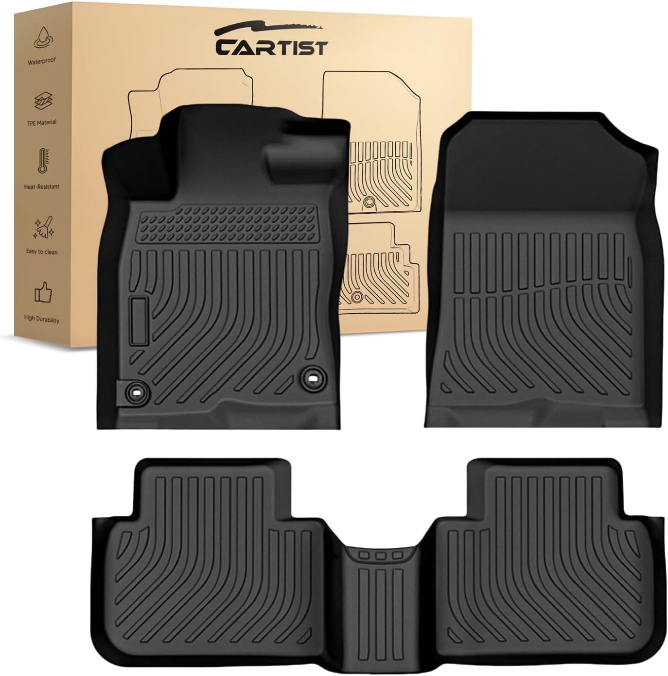 Civic Floor Mats - Floor Liner for Honda Civic 2022-2025 2026 Sedan Hatchback Si (Include Sport,Not for Hybrid) & Acura Integra 2023-2025 Accessories(Fit 2nd Row Has or No USB Port)