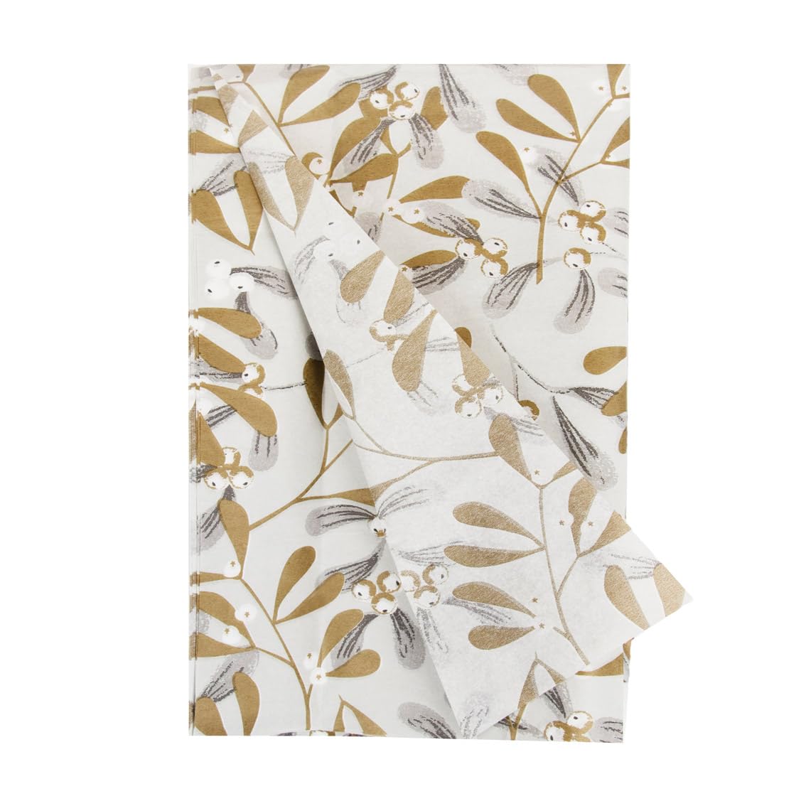 Talking Tables 4 x Gold and Silver Mistletoe Tissue Paper Sheets for Xmas Presents Food Hampers |Festive Christmas Gift Wrapping for Adults or Kids | Plastic Free & Recyclable at Home | 70cm x 50cm