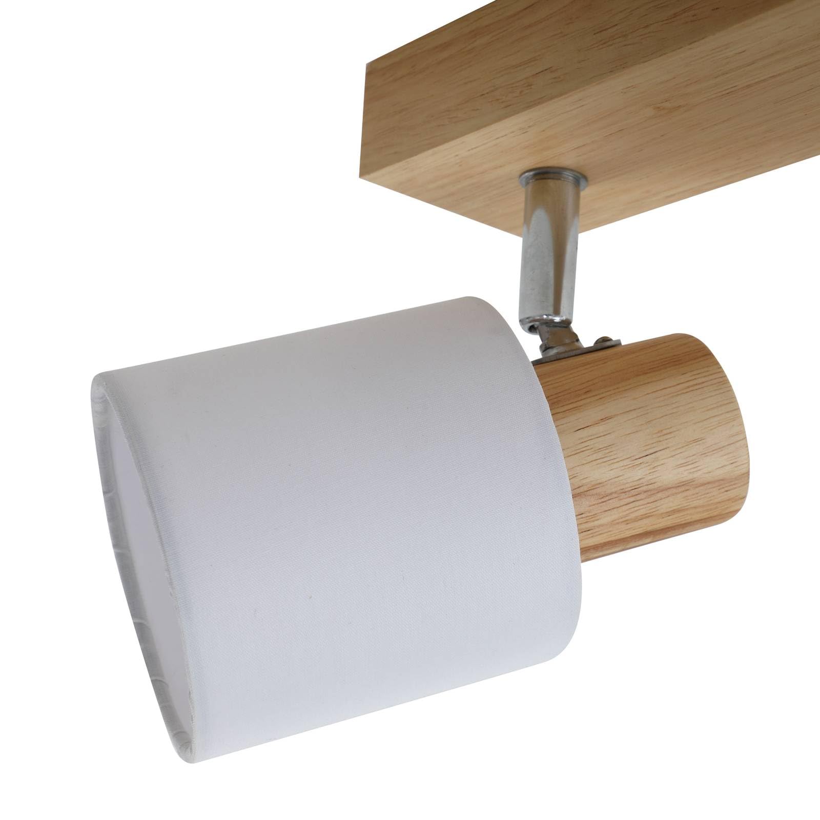 Lindby Faretti LED da Soffitto Orientabili, Lampadario a 3 Lampada Plafoniera per Cucina Soggiorno Camera Letto Luci E14 Legno e Tessuto Bianco Moderno Scandinavo