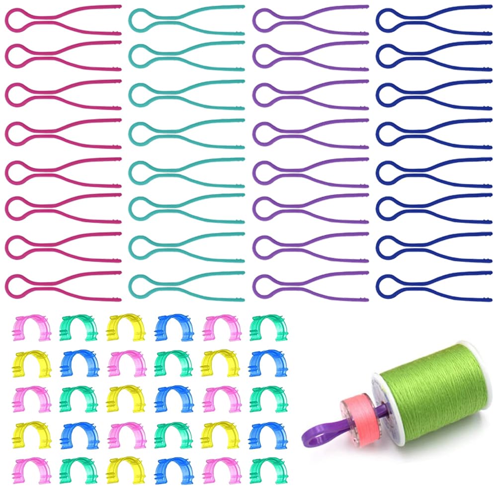 Ferma Rocchetto di Filo, 48 Pezzi Salva Rocchetto di Filo Clip Porta Bobina Ferma Rocchetto Per Macchina da Cucire Rocchetti di Filo in Silicone Salva Rocchetto Clip Porta Bobina Clip da Cucito