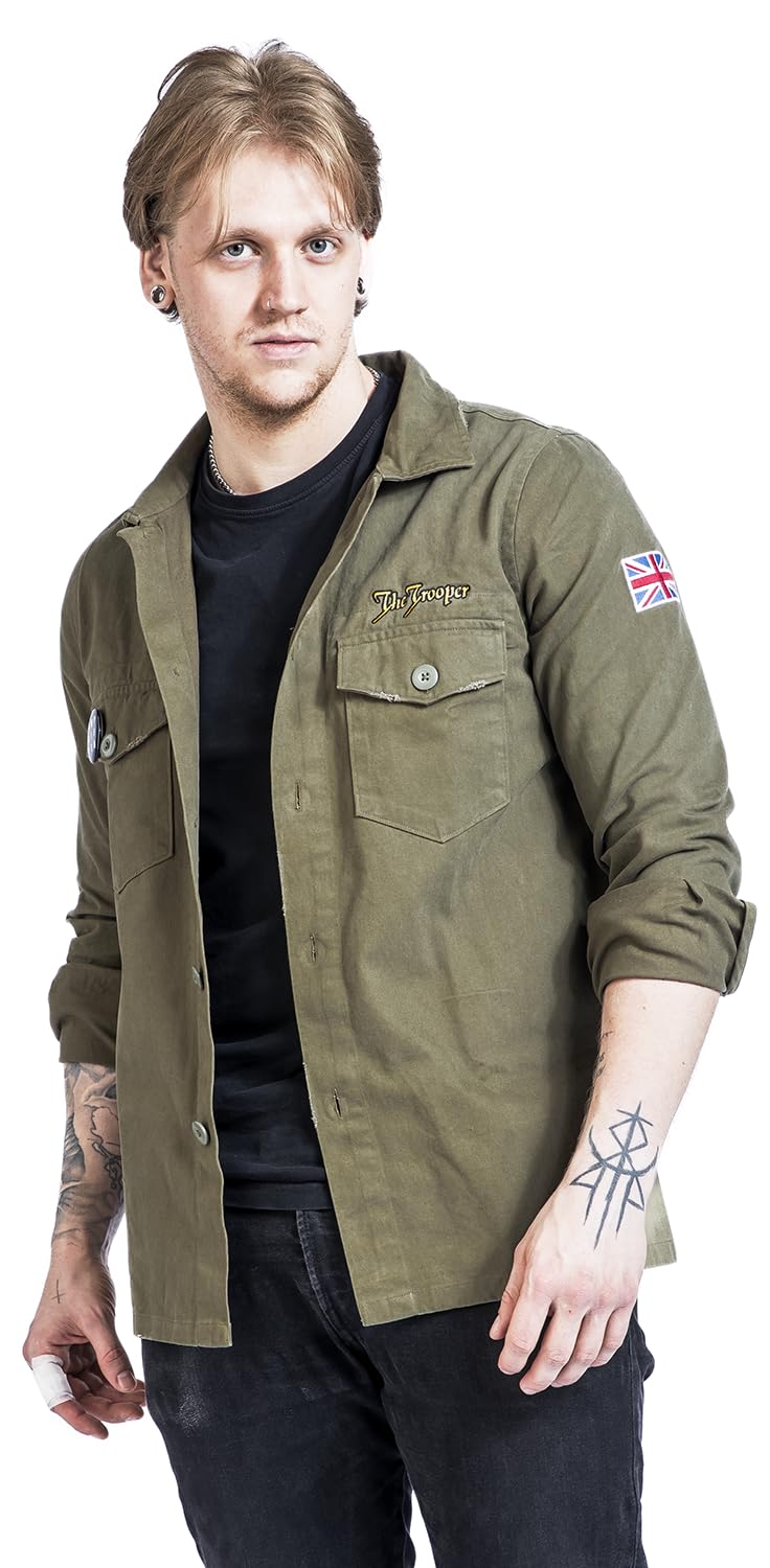 Iron Maiden Amplified Collection - Military Shirt - Shacket Homme Chemise Manches Longues Kaki