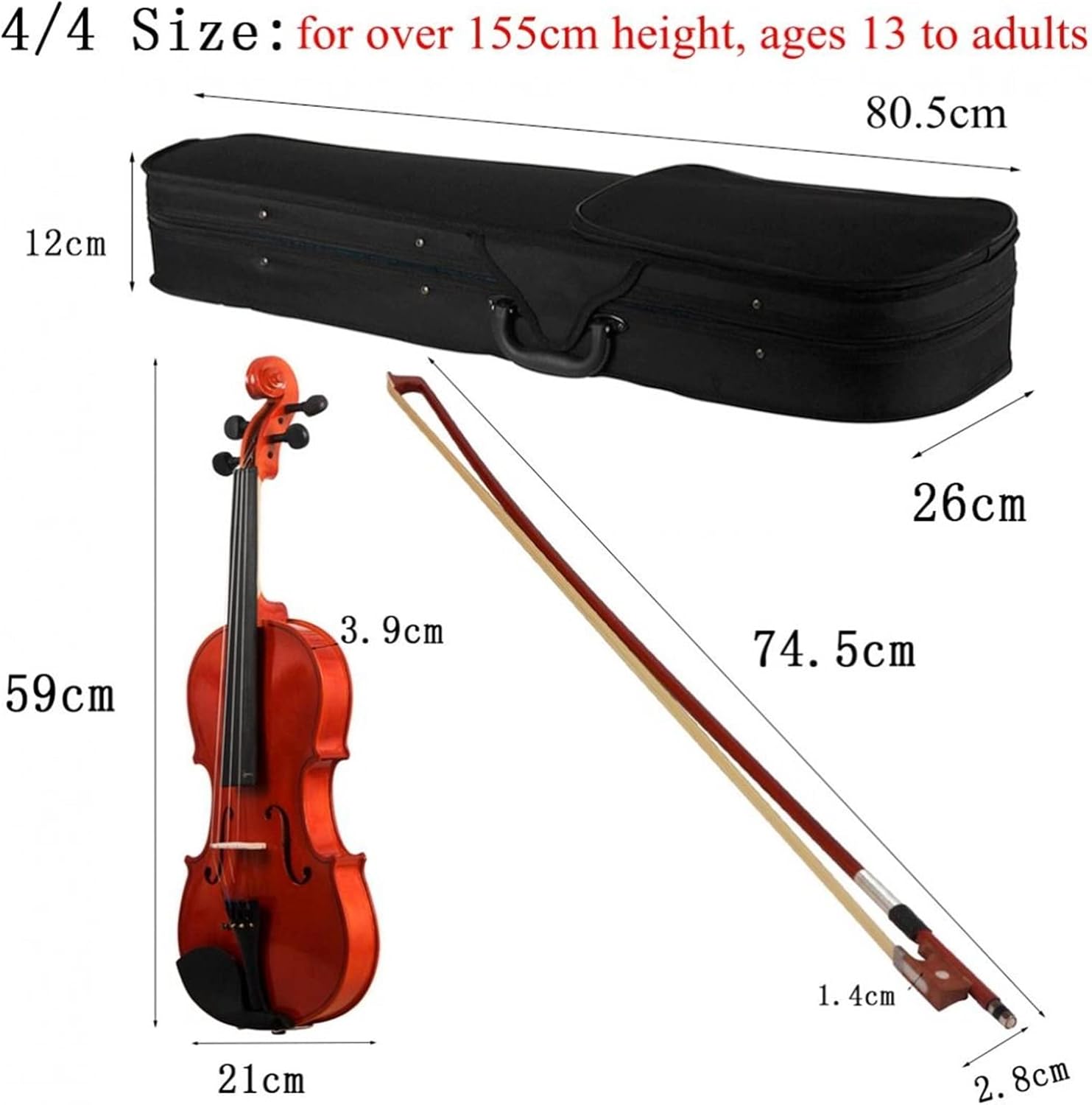 高品質 4 3 1 2バイオリンの学生のためのアコースティックバイオリンナチュラルカラーフィドルケースとボウの初心者 バイオリン 初心者 Color Applepress Ca