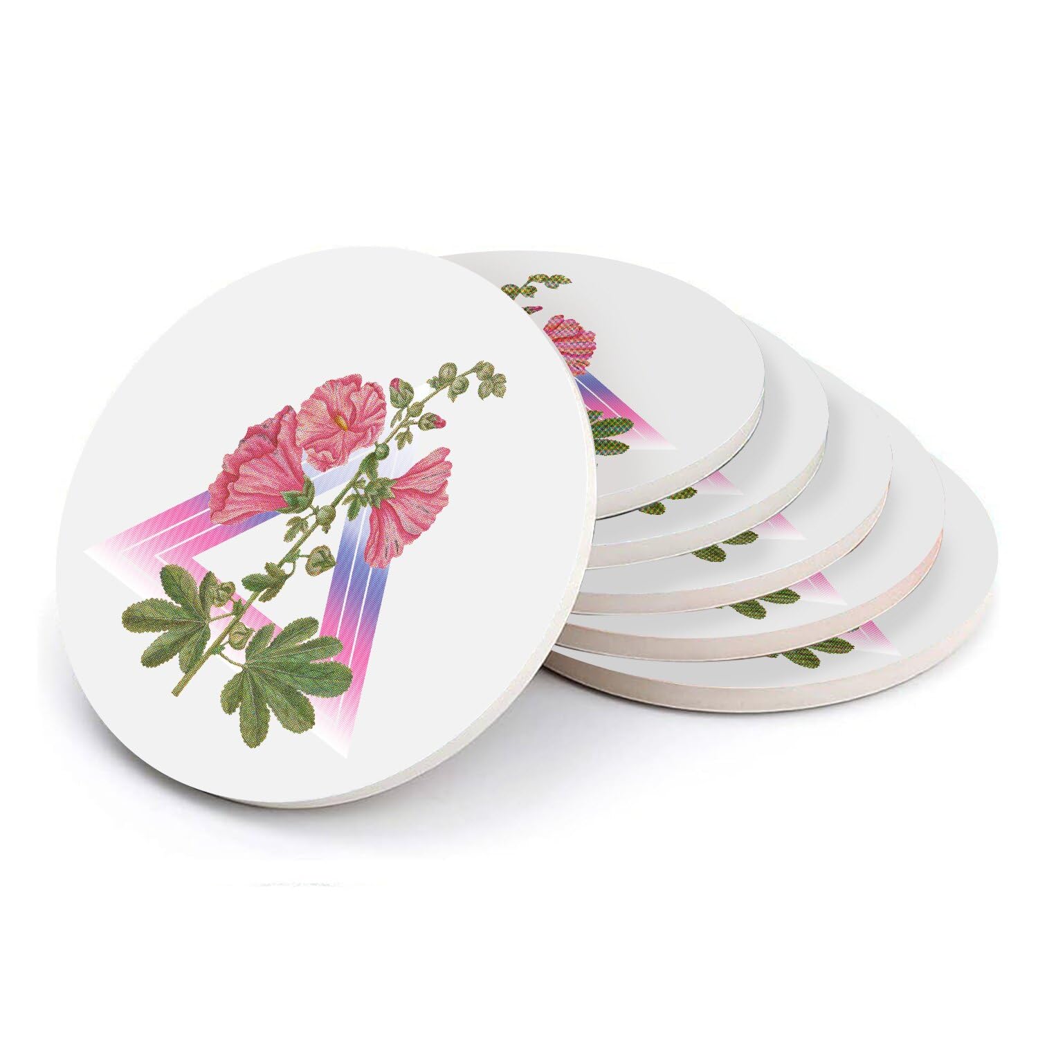 Sous verre ronds en céramique vintage lot de 6 dessous de verre design nature chic pour table