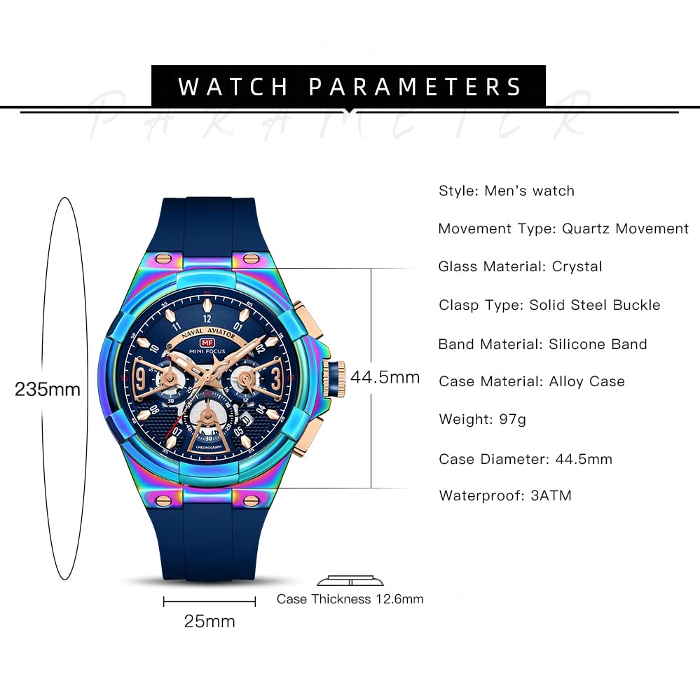 Image of AIMES Mens Watches Chronograph Waterproof Sport Military Watch for Men Analog Quartz Movement Stylish Wrist Watch Elegant Gift Watch for Men