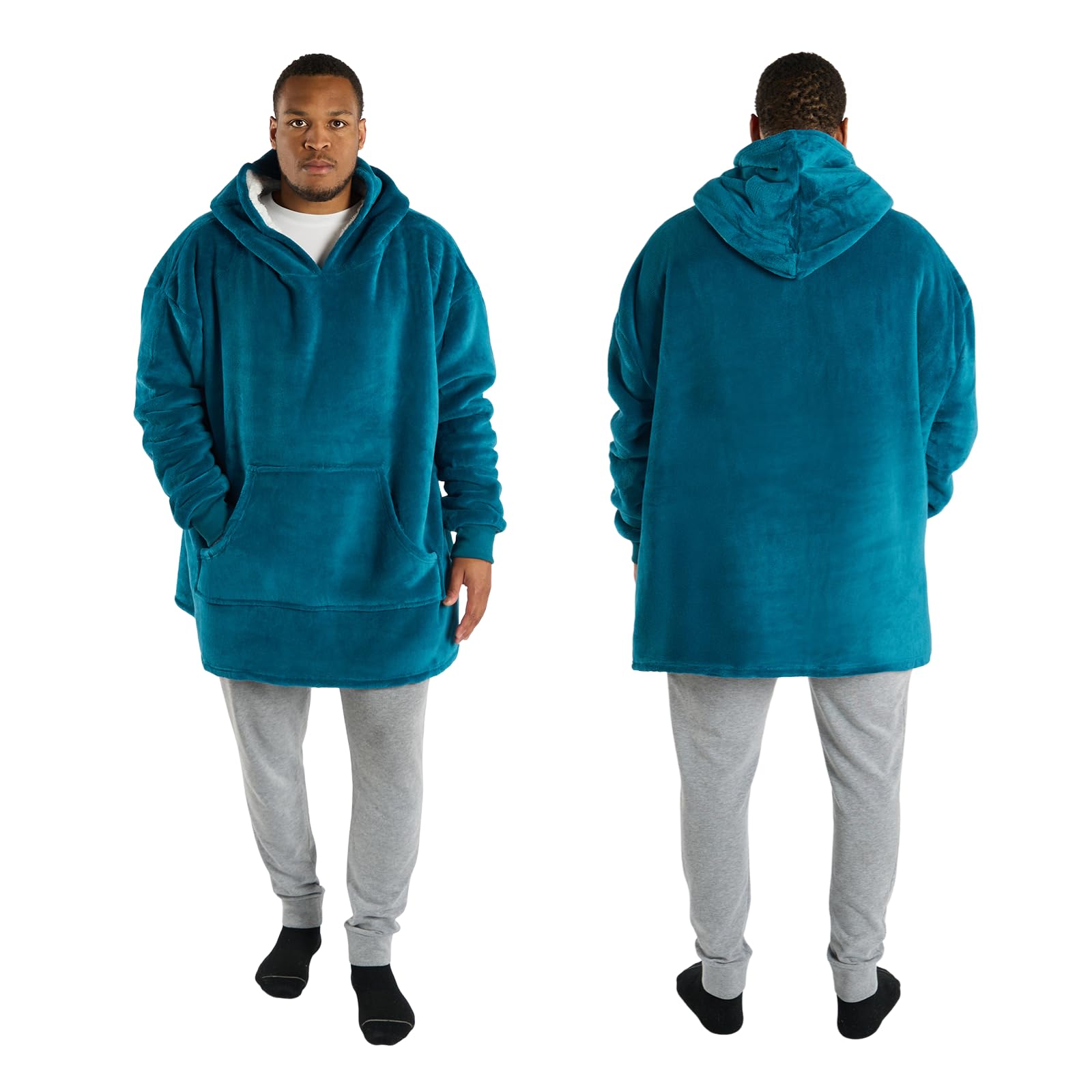 Sienna Hoodie Blanket, Birthday Gifts for Women Super Soft Sherpa Fleece Warm Comfy Cosy Oversized Wearable Blanket Sweatshirt for Adults Women Men Boys Kids Big Pocket, Teal — image 1
