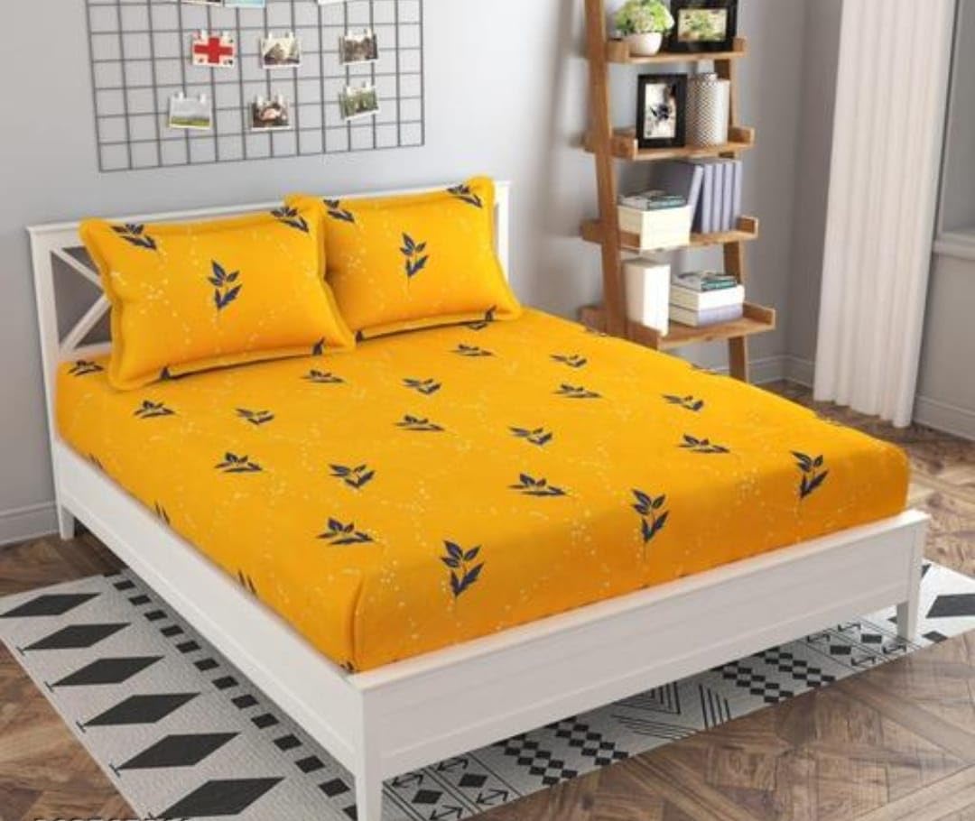 NEW TOWN Cotton Feel Glace Cotton Elastic Fitted Printed King Size Double Bed Bedsheet with 2 Pillow Covers and Fits Upto 8 inches Mattress, Size- 72"x78" Safari 1584-picture-24