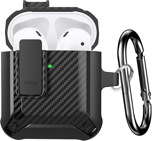 Lopnord Funda para Airpod con candado compatible con Apple Airpods Case 2 generación, funda resistente para AirPods de primera carga con llavero