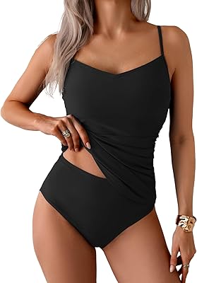 Eomenie Tankini Swimsuits for Women Two Piece Tummy Control Bathing Suit Slimming Modest Swimwear with High Waisted Bottom