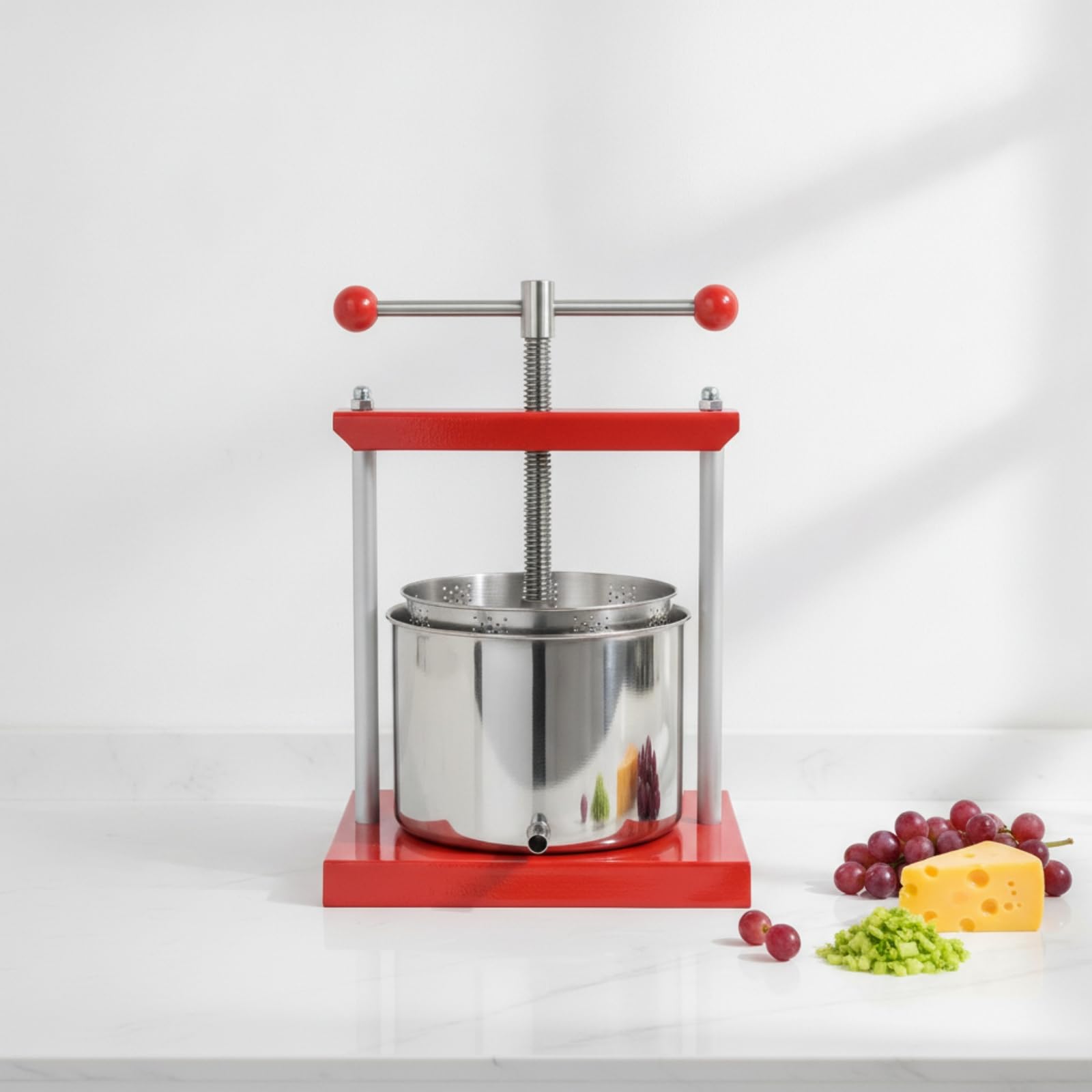 Baoblaze Manual Press Torchio Vino Spremifrutta Spremi UVA Spremi Formaggio con Cilindro in Acciaio Inox E Meccanismo a Vite con Doppie Impugnature Adatto a, 3L