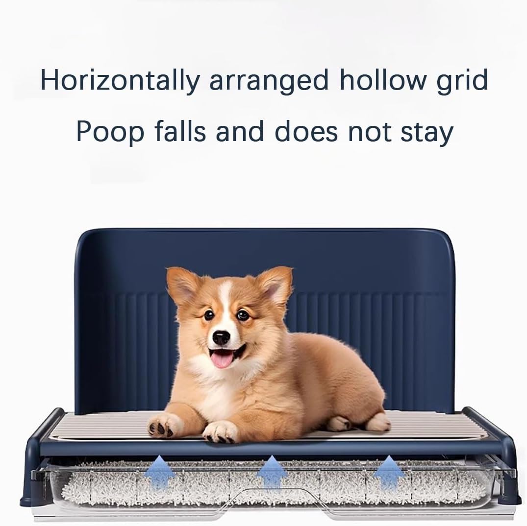 Dog Pee Pad Holder with High Wall, Drawer-Style Large Flat Dog Toilet, Split Design, Clean Without Getting Your Hands Dirty(Blue)