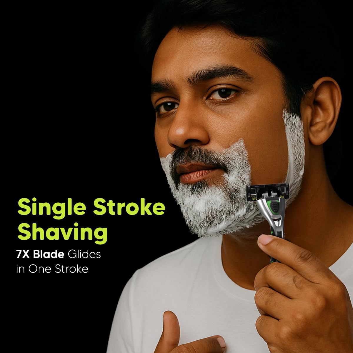 LetsShave Pro 7 Max Razor for Men (1 Handle + 1 Blade) | World's First & Only 7-Blade Razor for Men | Honeycomb Guard, Open Flow Design & Nature Infused Lubrication Strip | With Travel Cap 3