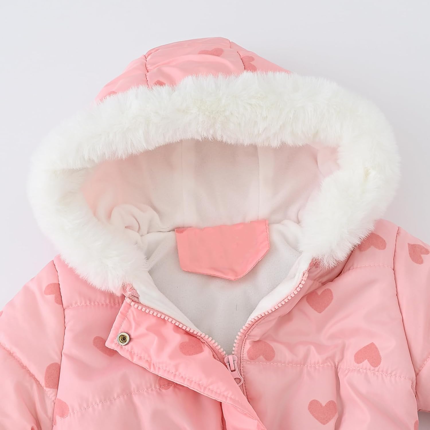 ODIZLI Kids Girls Boys Light Puffer Floral Print Faux Fur Hoodie Zip Up Fleece Fall Winter Jacket