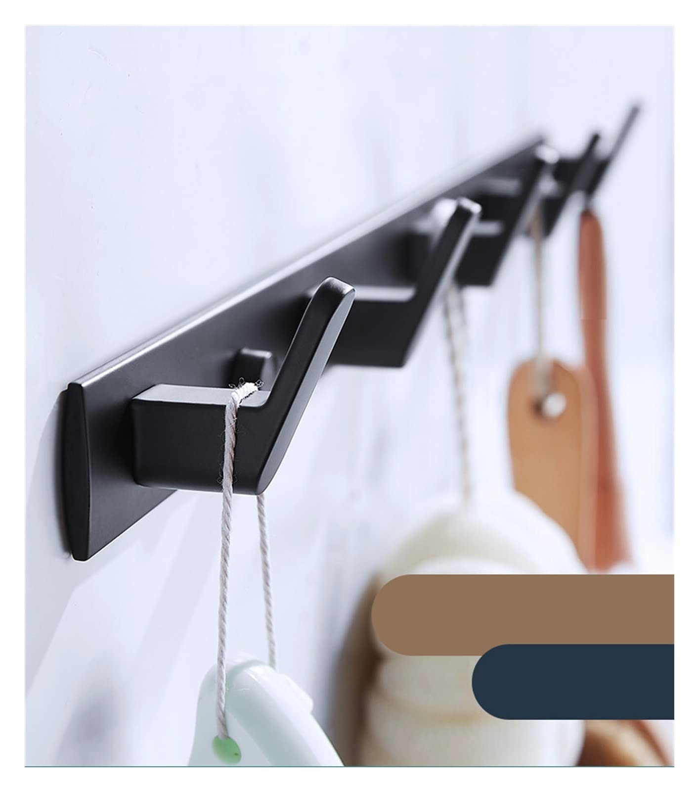 Wandhaken Schwarz Weiß Robe Haken Badezimmer Küchentücher Tasche Hut Haken Wand montiert Kleidung Mantel Rack Wandaufhänger Badezimmer Hardware Haken Wandmontiert (Color : 6 Hook White)