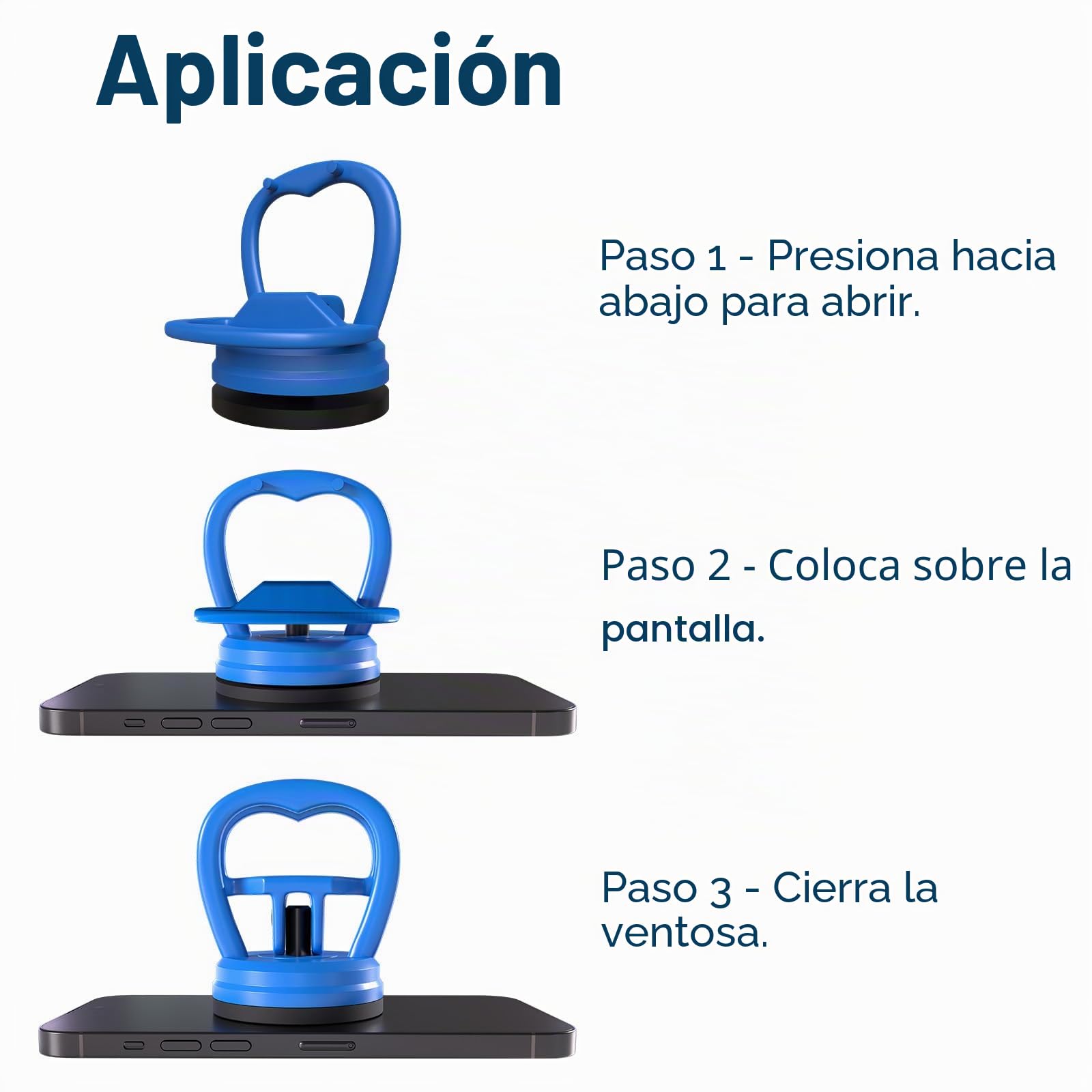 MMOBIEL Ventosas 2 Piezas - Ventosa de Cristal Desabollador Herramienta Apertura Electrónicos 10 kg Gran Resistencia Azul