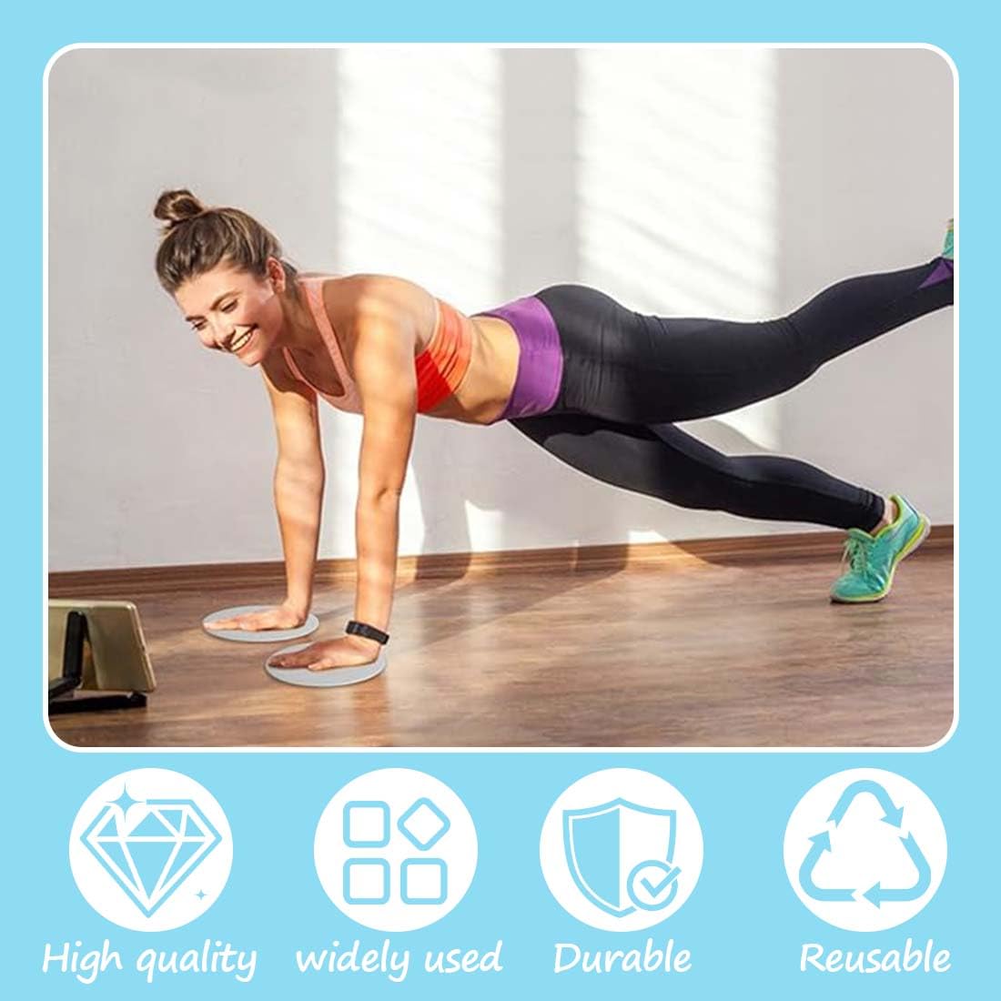 4 Stück Sliders Fitness Core Sliders Doppelseitige Gliding Discs Sliders Disc Slides Gleitscheiben Sport Handstand Blöcke Doppelseitige für Teppich Fliesen Laminat Holzboden