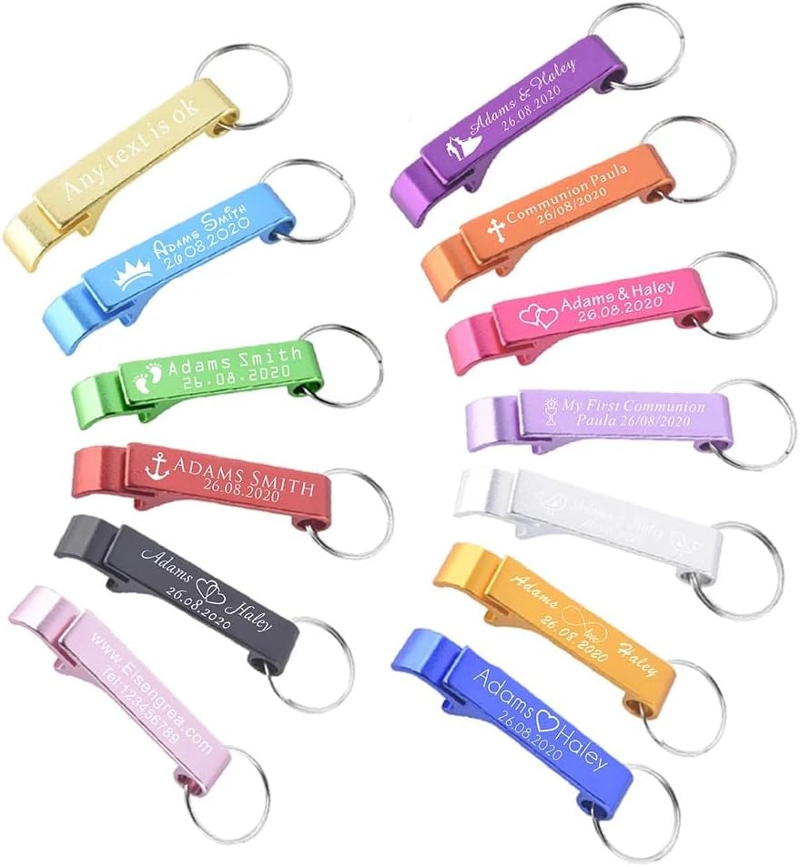 WOMB Personalized Bottle Opener Key Chain Customized Engraved Wedding Favors Brewery Hotel Restaurant Logo Party Private Gift Baptism (30pcs)