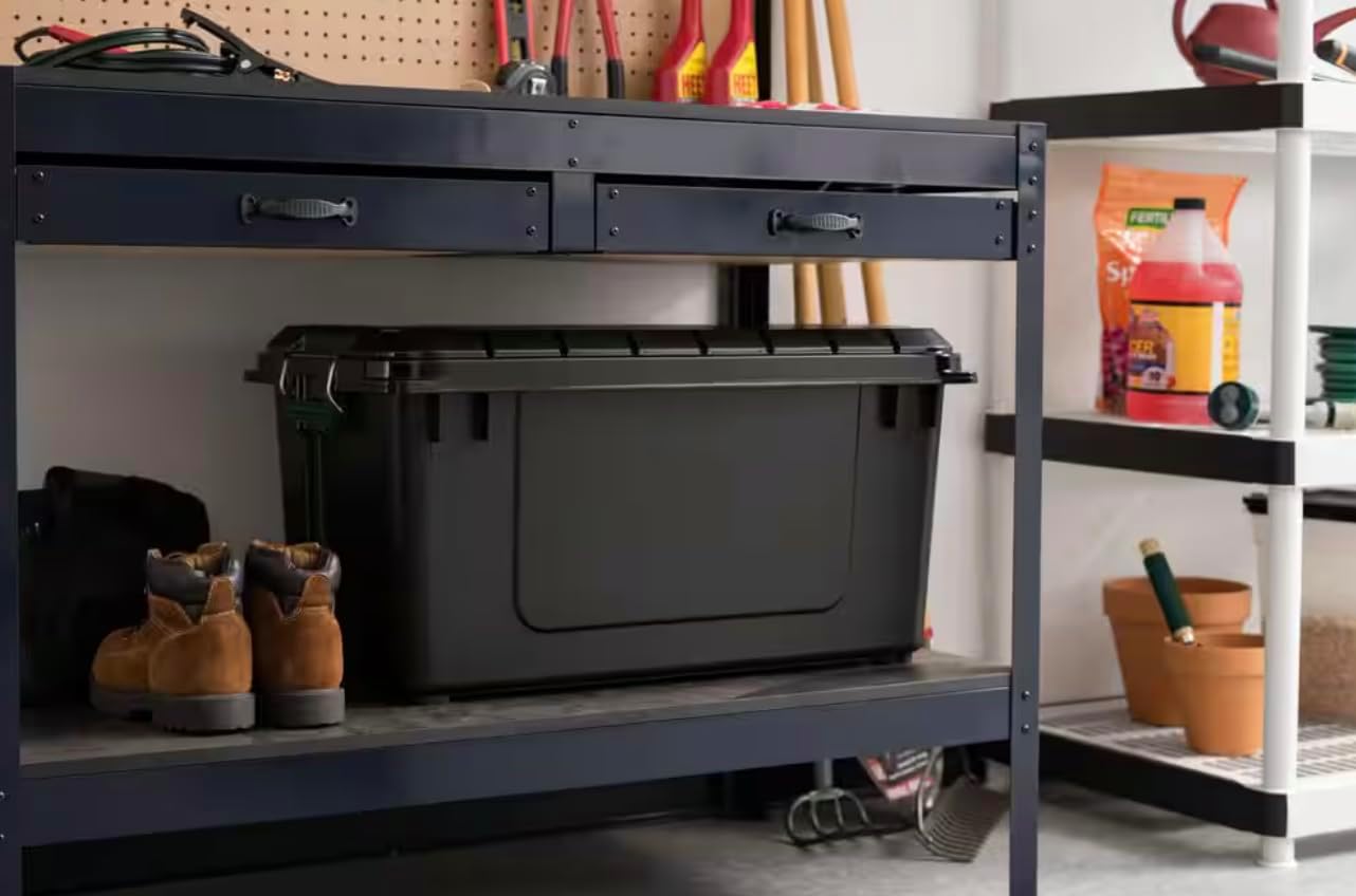 82 Quart Black Stackable Storage Bin RF17403