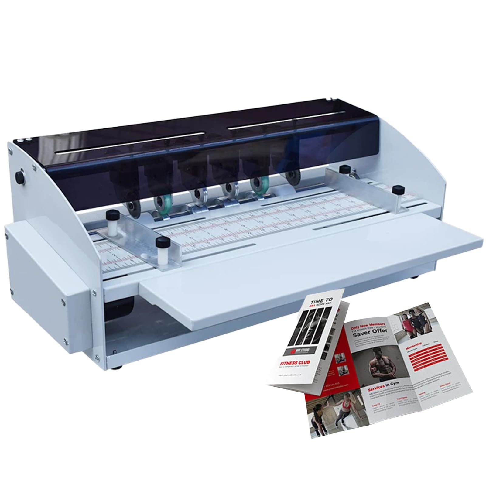 BITYCOW Electric Creasing Perforating Cutting Machine, 3-in-1 Desktop Tool with Scale Ruler, for Cards, Invitations, Menus & Documents