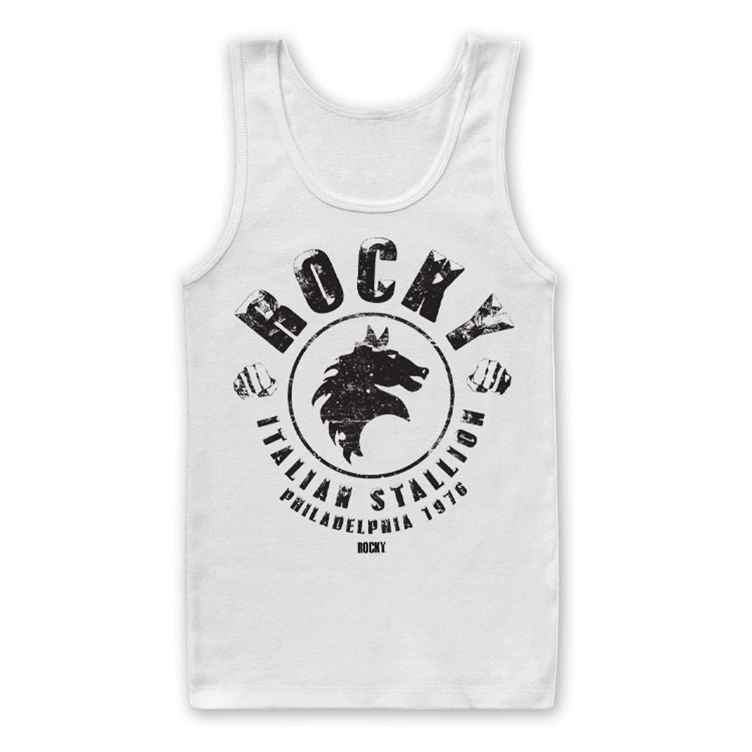 Rocky Balboa Officially Licensed - Italian Stallion T-Shirt Tank Top - M Bianco