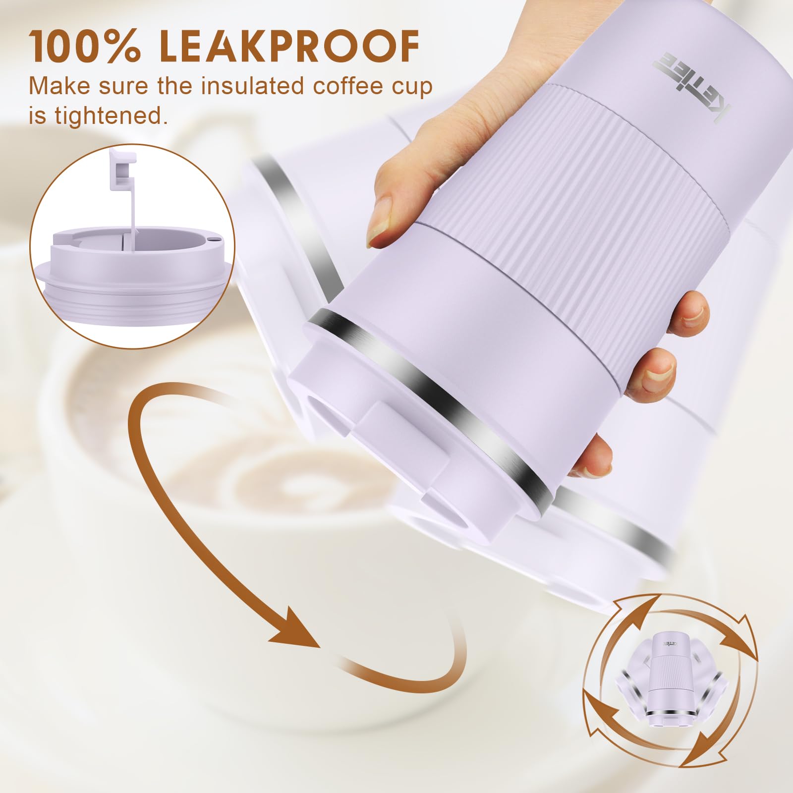 KETIEE Travel Mug Insulated Coffee Cup with Leakproof Lid, Reusable Travel Mug - Image 3