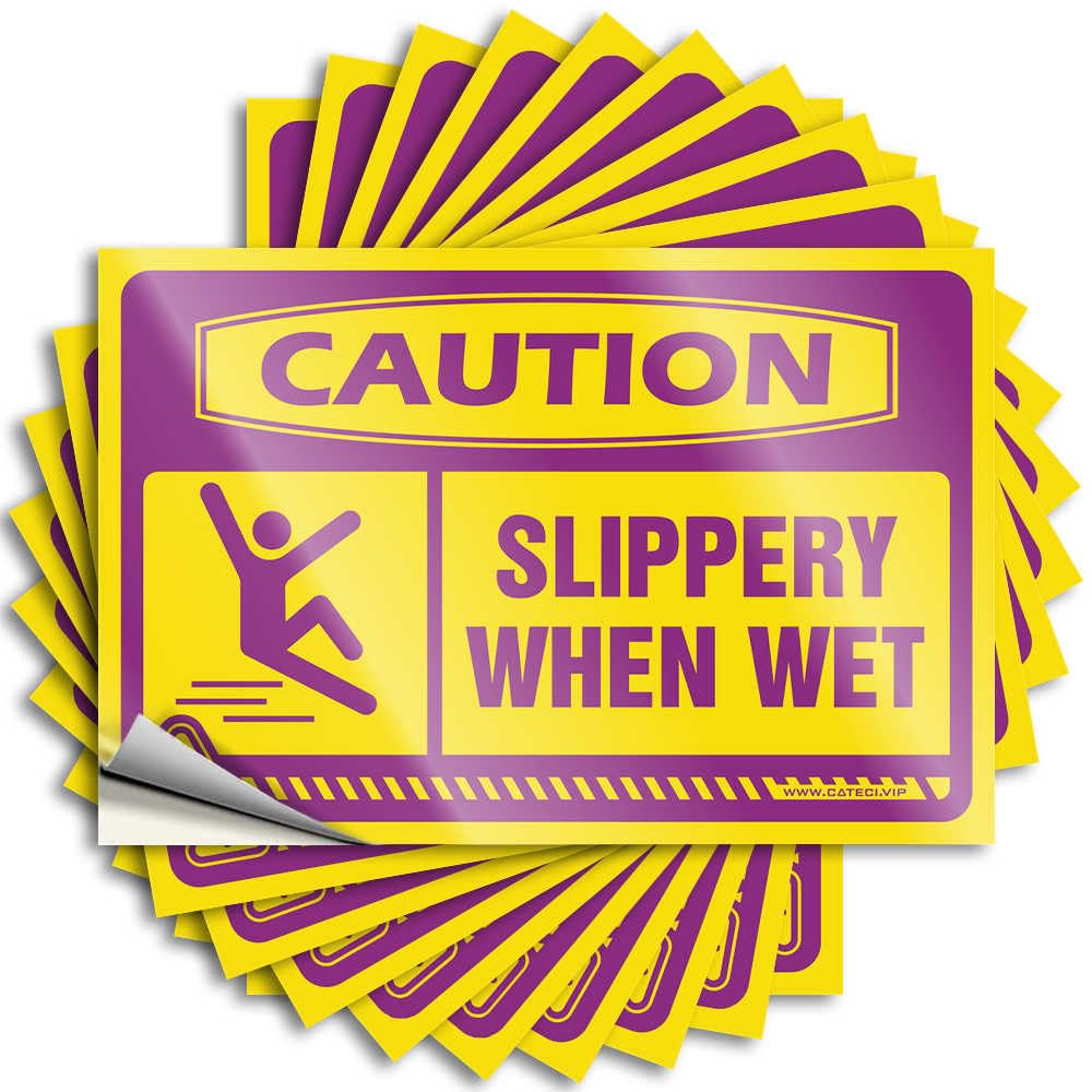 Caution Slippery When Wet Tattoos Core | Affirmation Door Removable Decal Pack(6X9CM)