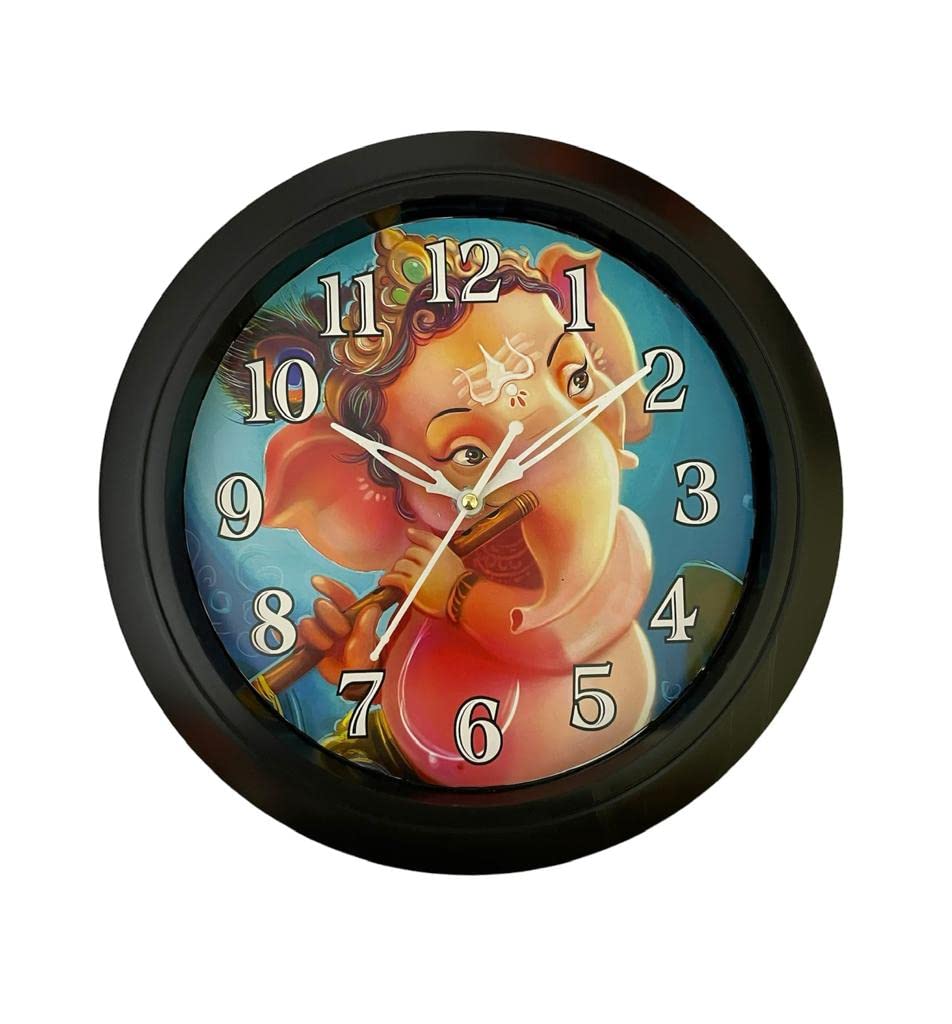 Little Ganesha with Flute Round Wall Clock