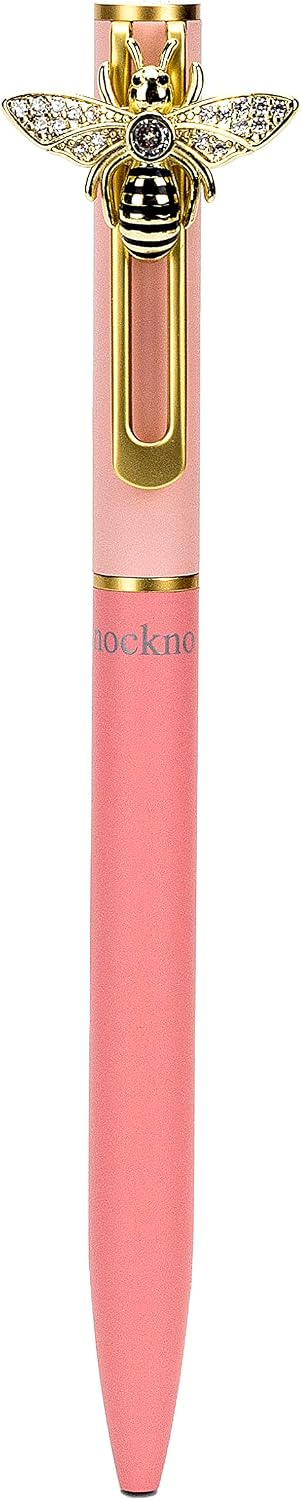 Bee Pink Metal Black Gel Ink Pen, Unique & Fun Magnet Cute Ornament Pen for Journaling, Writing, Drawing, Office, Home, School Supplies, Party Decor Gifts