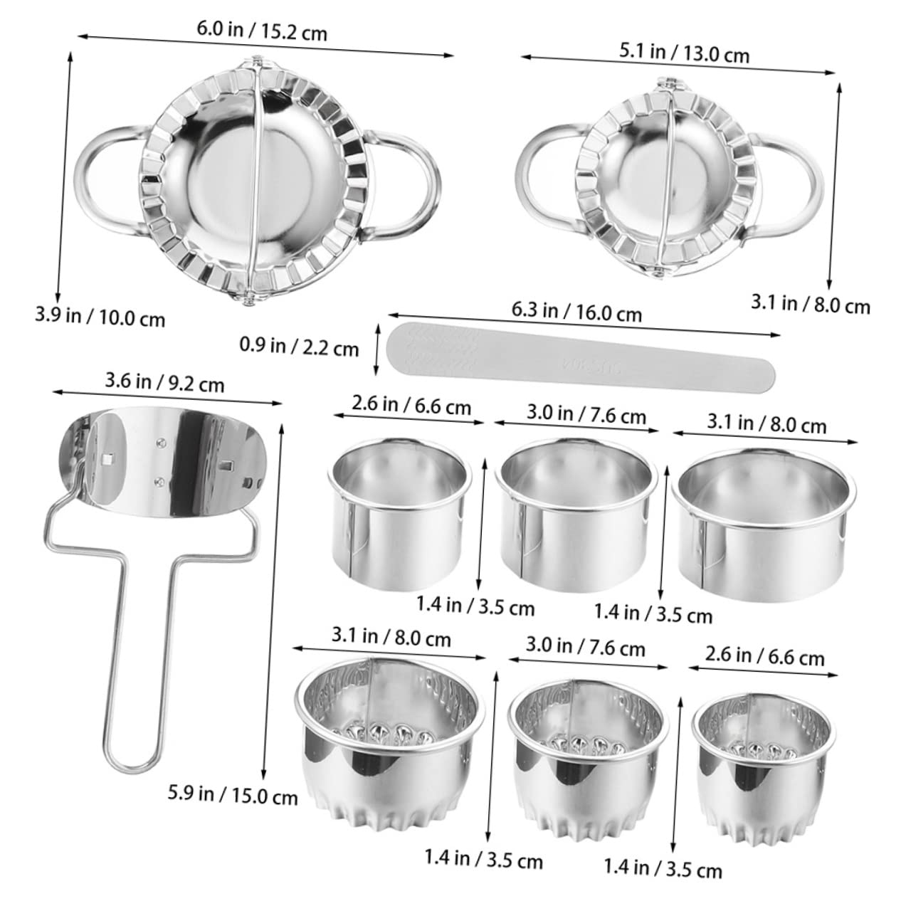 HAKIDZEL 4Pcs Stainless Steel Dumpling Maker Kitchen Gadget with Dough Cutter Filling Spoon for Homemade Dumplings Ravioli Empanadas Easy to Clean Use