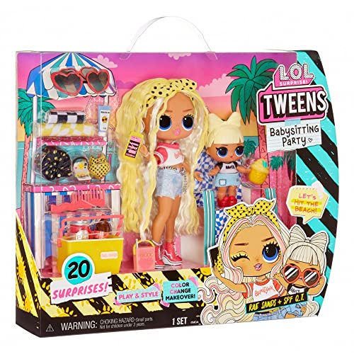 L.O.L. Surprise! Tween Babysitting Sleepover Party – RAE SANDS & SPF QT – 20 Überraschungen – Enthält 2 Puppen mit Farbwechselfunktion – Für Kinder ab 4 Jahren