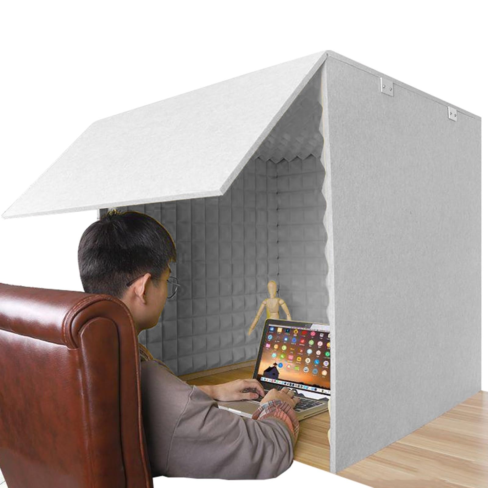 WORDFUN Portable Sound Recording Vocal Booth Box, Vocal Absorbing Shield, Desktop Soundproof Cover, Microphone Isolation Booth Cube, Isolation Shield for Home Office Studio, Blog, Vocal Use