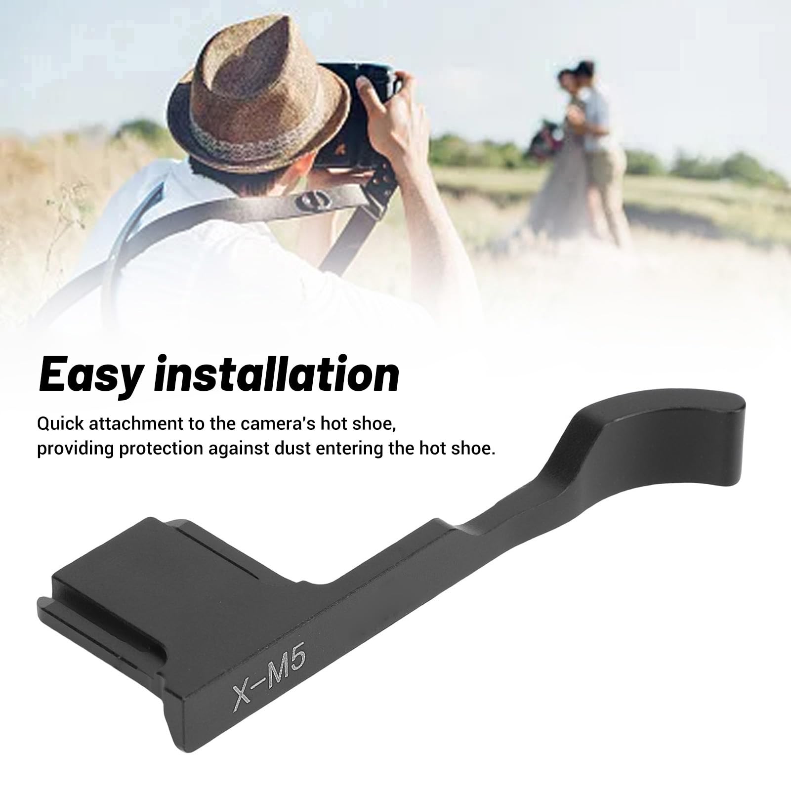 Lazmin112 Impugnatura Thumb Up Per Fotocamera Fuji X-M5, Impugnatura Di Supporto Per Pollice Con Attacco Hot Shoe, Per Una Maggiore Maneggevolezza E Una Presa (BLACK)