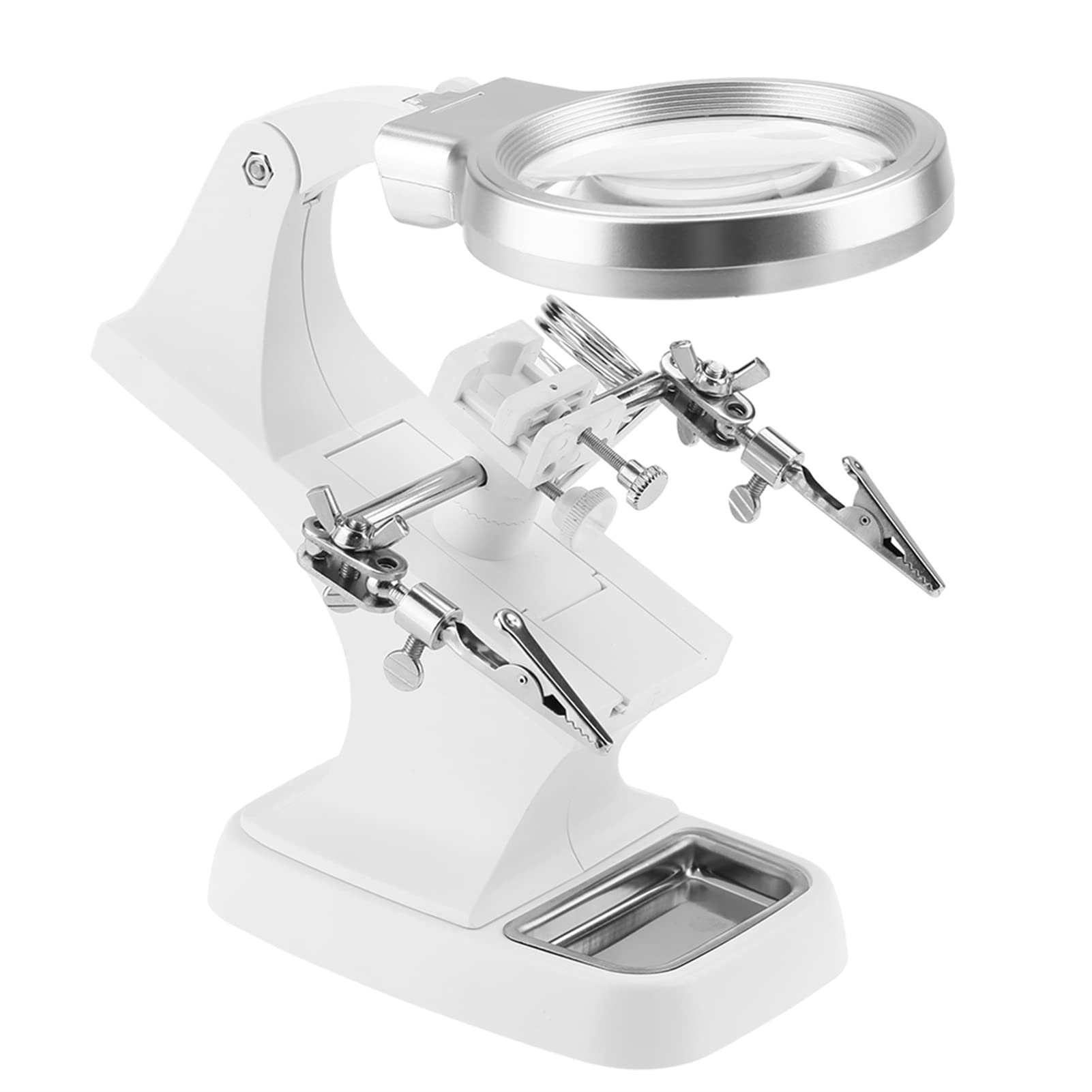Helping Hands Soldering Station Soldering Magnifying Glass 22×20×11 Multi Functional Welding Led Magnifier Magnifying Glass Soldering 360 Rotation Repair Tool - Image 3