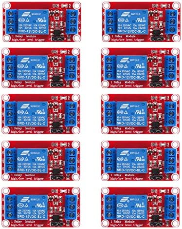 10pcs Relay Module DC 12V Relay Board 1 Channel with Optocoupler Isolation Support High or Low Level
