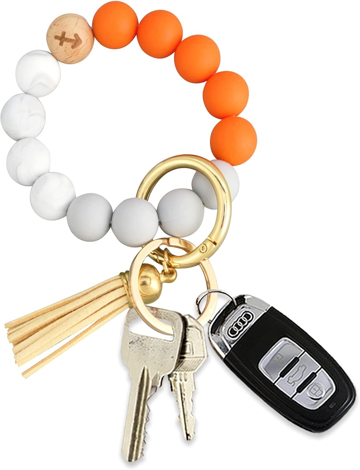 Coolcos Wristlet Bracelet Keyring Zodiac Signs Constellations, Silicone Beaded Keychains Keys Holder for Women Girls Gift