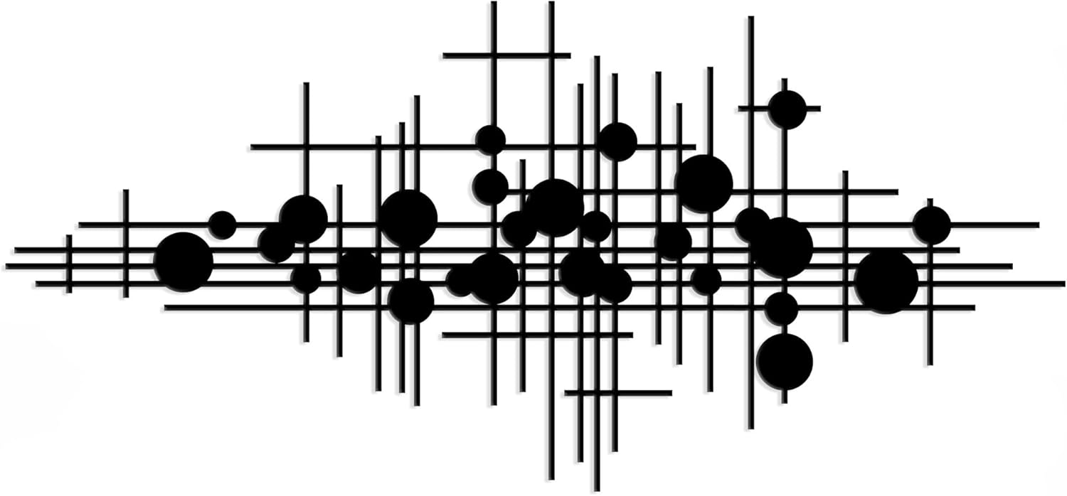 Rajukit Large Modern Geometric Abstract Metal Wall Art – Large Metal Wall Sculpture for Living Room, Versatile Home Decor(31.5 * 14.5”)