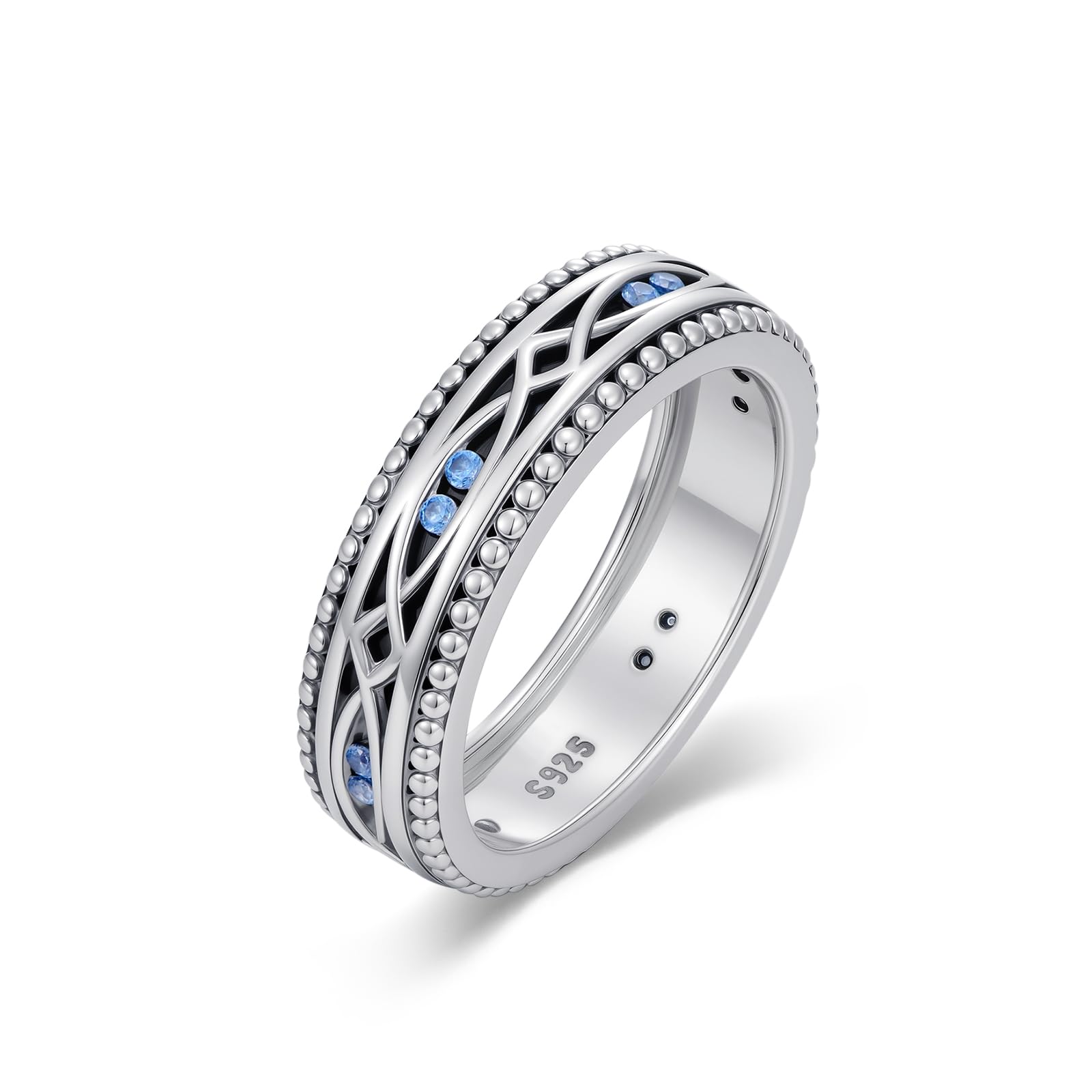 REDSUN Evil Eye Ring S925 Sterling Silber Böser Blick Geschlossener Ringe #6-12 Schutzring Nicht drehbarer Amulett Geschenk Schmuck für Herren Damen Mädchen Mutter