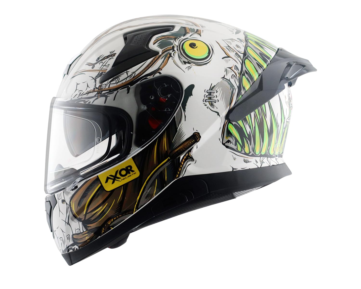 Axor Apex Seadevil ISI ECE DOT Certified Full Face Dual Visor Helmet for Men and Women with Pinlock Fitted Outer Clear Visor and Inner Smoke Sun Visor White Gold(L)