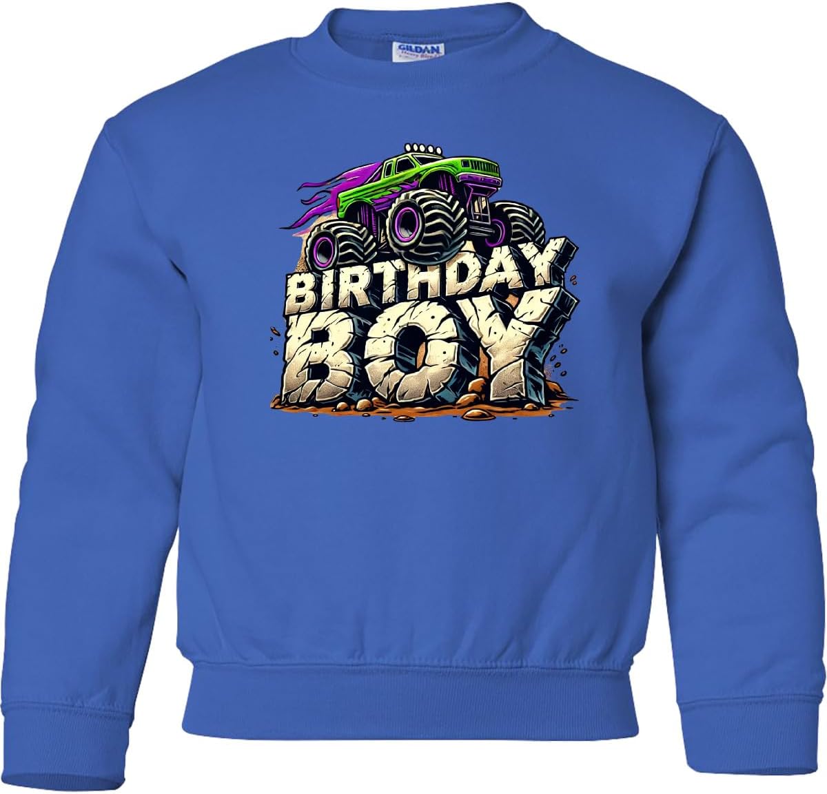 inktastic Monster Truck Birthday Boy Youth Sweatshirt
