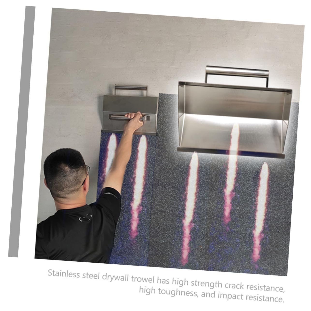 Llana de Albañilería de Acero Inoxidable Plata, Forma Única | Acabado de Hormigón y Limado de Cemento, Diseño Ergonómico, Herramienta Manual Fácil de Usar