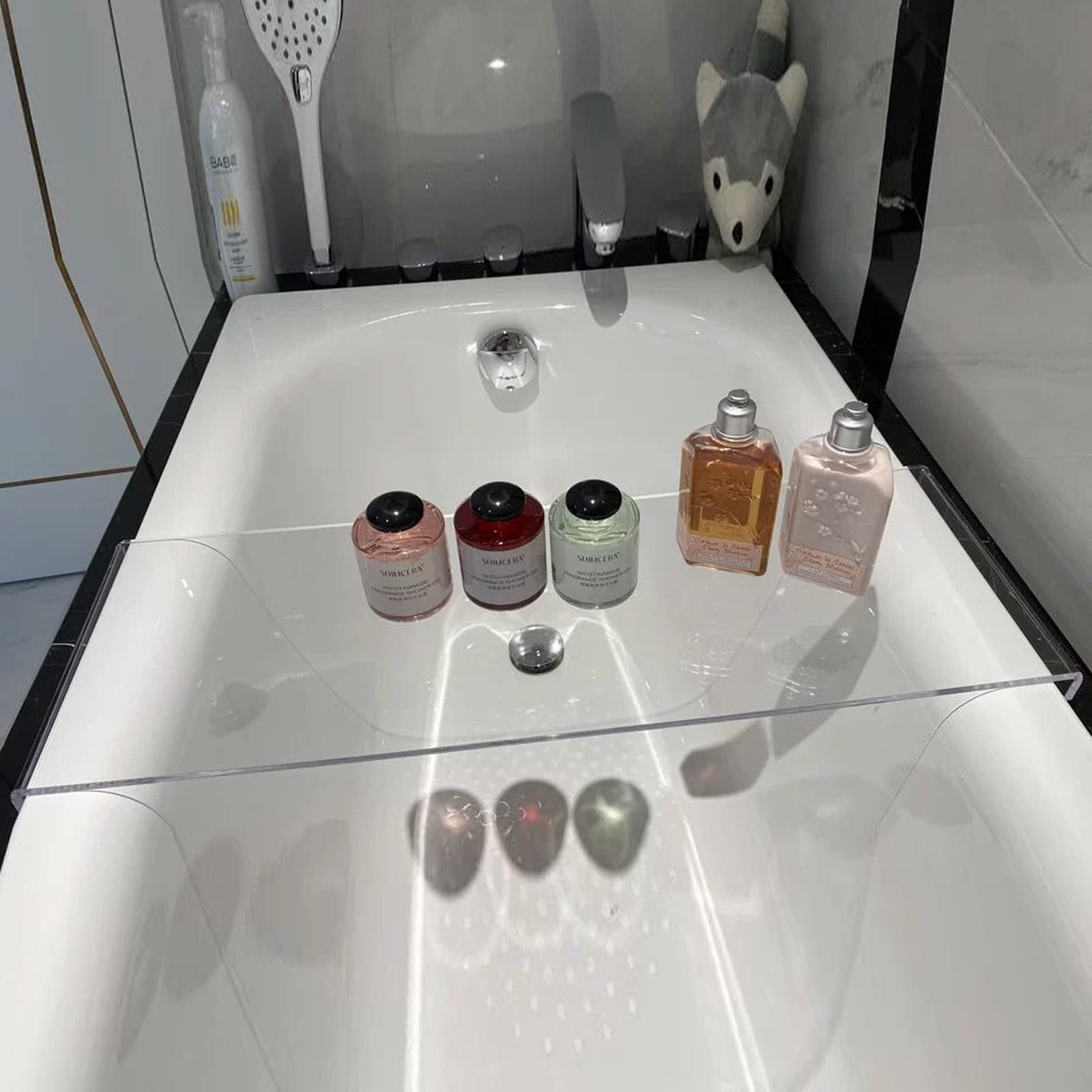 Badewannentabletts, (de:(Transparentes Badewannentablett aus Acryl, wasserdichte Ablage für die Badewanne, Badezimmerzubehör, Spa-Board, luxuriöser Badewannentisch, 29,5" L x 7,9 B x 2 H,