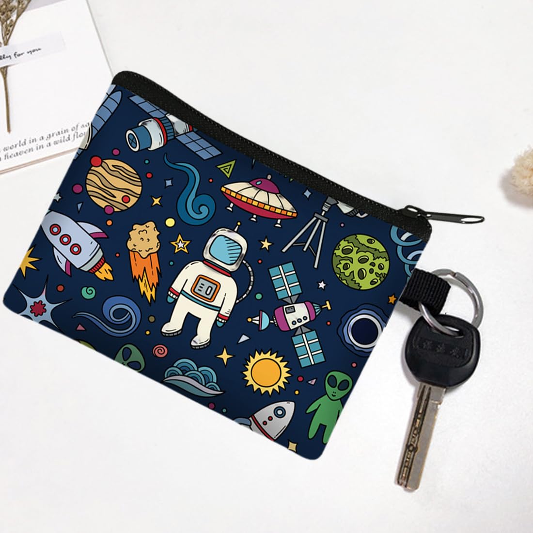2 pièces Porte-monnaie pour enfants, jeunes avec lanière, porte-monnaie zippé, Portefeuille Enfant Cartoon avec Cordon de Serrage et Chaîne en Métal, pour Filles, Enfants, Fête d'anniversaire