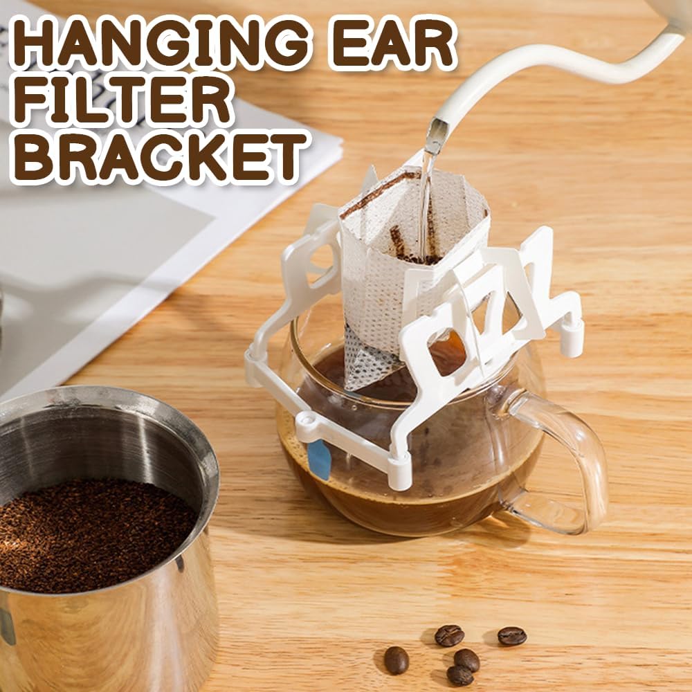 Collapsible Coffee Dripper Holder,Adjustable Coffee Maker Filter,Reusable Coffee Dripper,Portable Hanging Ear Filter Bracket for Outdoor Office Home Travel Picnic Camping, 2 Pieces, White image 2