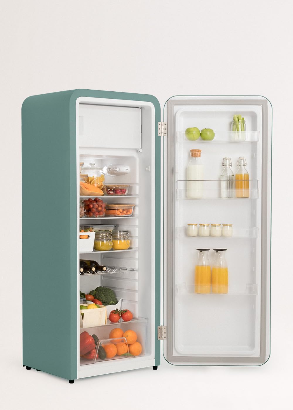 CREATE / RETRO FRIDGE 150 WOOD/Frigorífico blanco roto maneta madera con congelador 281L / 102W. bajo consumo. diseño vintage. 150cm. 3 estantes. regulador temperatura. botellero. 60x60x150cm — view 14