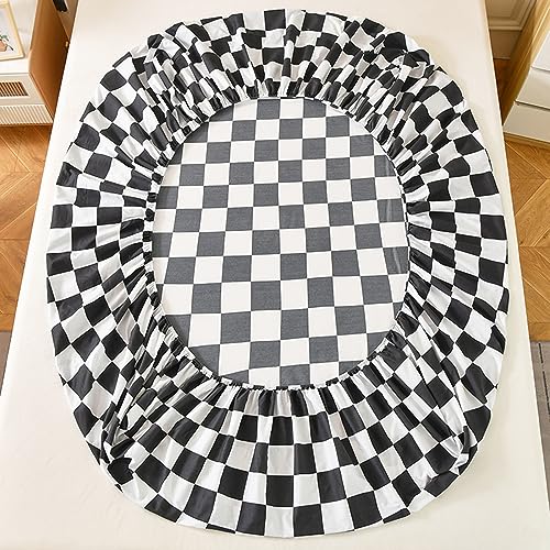 Mengersi Fitted Sheet Queen Size,Grid Fitted Sheet -Soft Lightweight Microfiber Deep Pocket Fitted Bottom Sheets thumb #5
