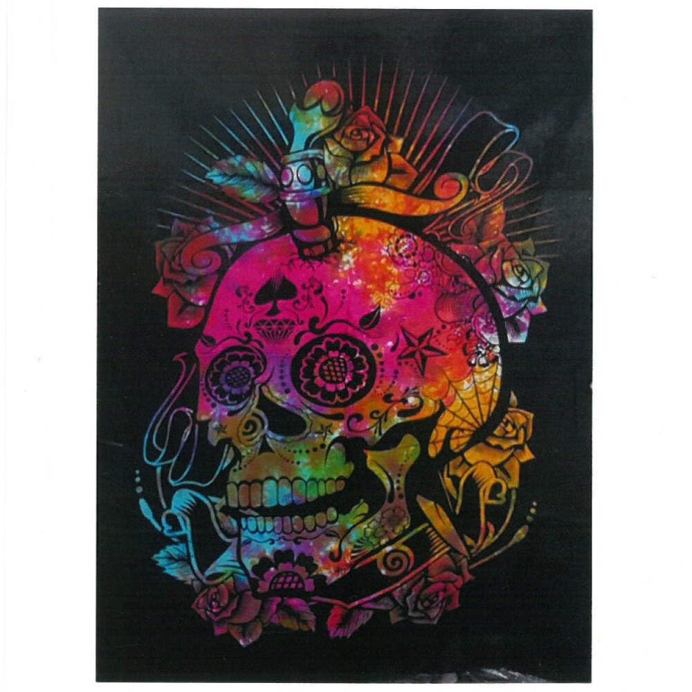 The Bo Tree Cotton Wall Hanging Ancient Art Craft Bright Colourful Tapestry 112x78cm (Day of The Dead Skull)