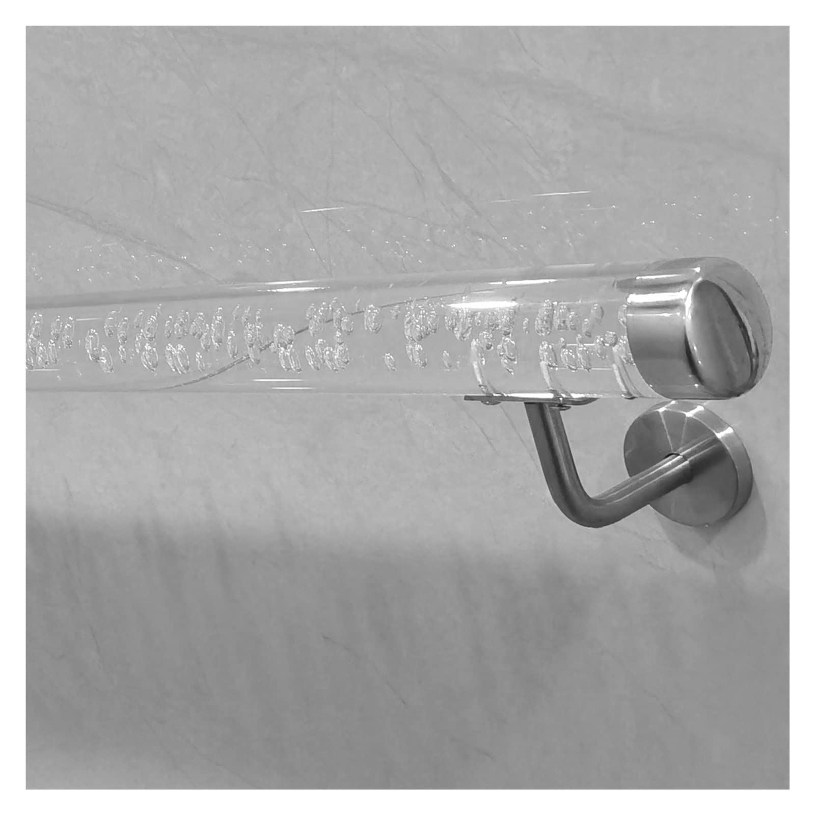 Custom Length Clear Acrylic Stair Handrail - Non-Slip Wall Mount Railing for Indoor & Outdoor Use (1.6ft-20ft)(Silver Bracket,220cm(7.2ft))