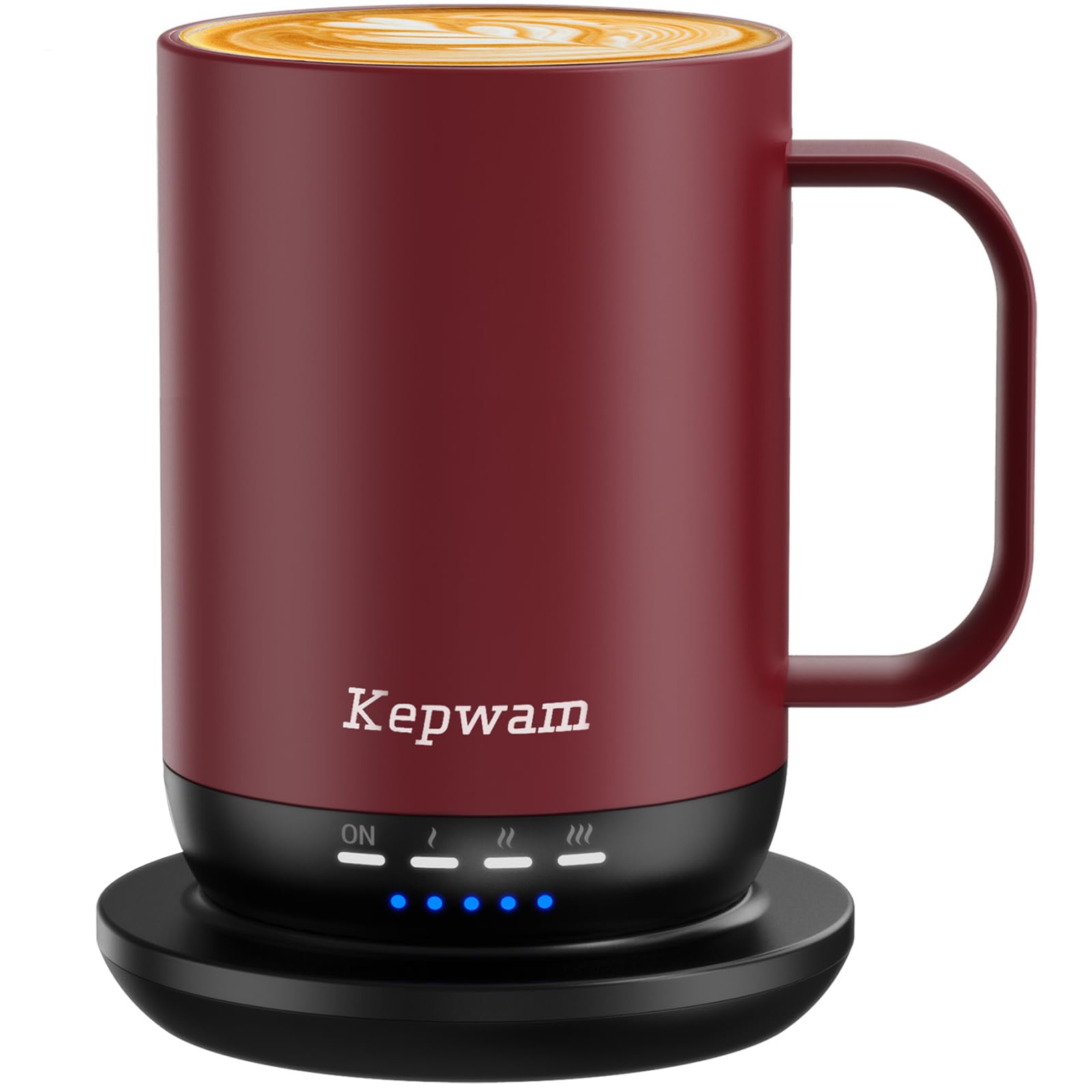 Kepwam Self Heating Coffee Mug T1-16oz Fast Heating &amp; Ultra Long-Lasting Battery Life, Heated Coffee Mug Up to 149℉ - Touch &amp; App Controlled Coffee Mug, Birthday Gifts for Women and Men