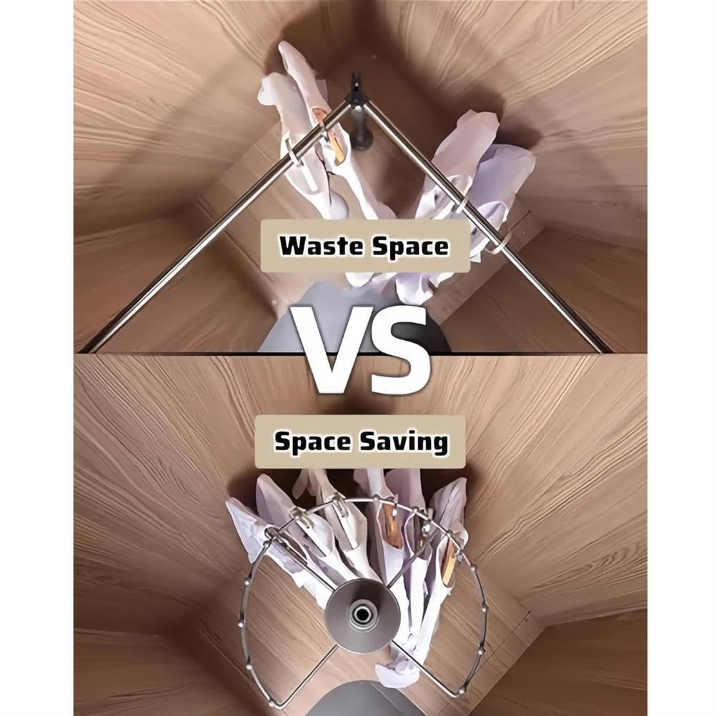 Stojak na ubrania, obrotowy metalowy okrągły drążek do szafy, wytrzymały wiszący drążek do montażu sufitowego do szafy szafy