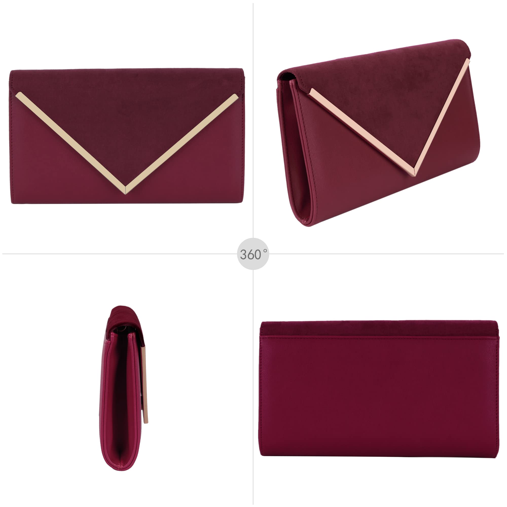 Pochette élégante en velours pour femme - Sac à main avec chaîne - Pour mariage, bal de fin d'année, fête