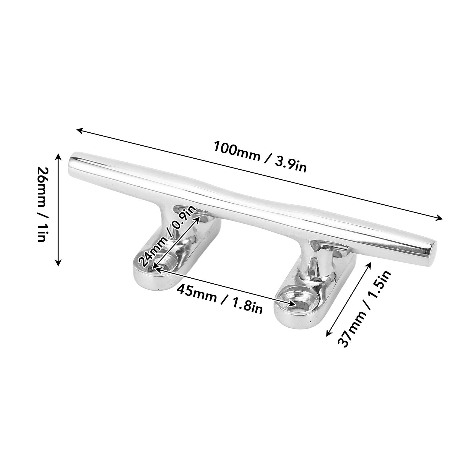 Luocute Taquet de Quai de 4 Pouces en Acier Inoxydable, 4 Taquets D'arrimage de Bateau Robustes, Taquet D'amarrage pour Bateau, Yacht, Cargo, Hors-Bord, Taquets de Quai Marin pour